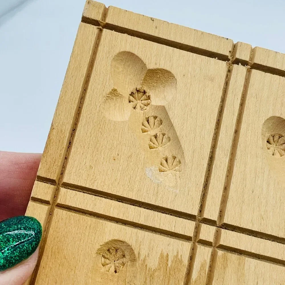Vintage Hand Carved Wooden Speculaas Cookie Mold Springerle Board Folk Art Decor